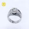 Best Jewelry 925 Sterling Silver 8.0mm Round Cut Cubic Zirconia Diamond Micro Pave Hand Setting Men's Silver Ring Jewellery