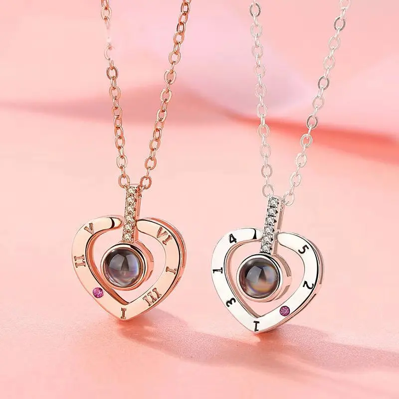Heart Shaped I LOVE YOU In 100 languages Projection Necklace For Memory Of LOVE Choker, Rose gold;silver
Heart Shaped I LOVE YOU In 100 languages Projection Necklace For Memory Of LOVE Choker, Rose gold;silver