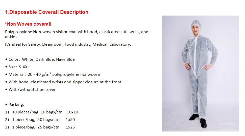 Custom Disposable Cleanroom Protective fire retardant coverall