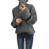 Ladies turtleneck Knitting Gray Cashmere Sweater Thick Sweater