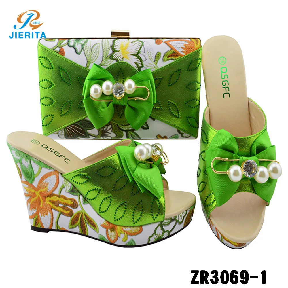 ZR3069-1 italian shoes and bag set green color high heel wedge heels women party dress shoes
ZR3069-1 italian shoes and bag set green color high heel wedge heels women party dress shoes