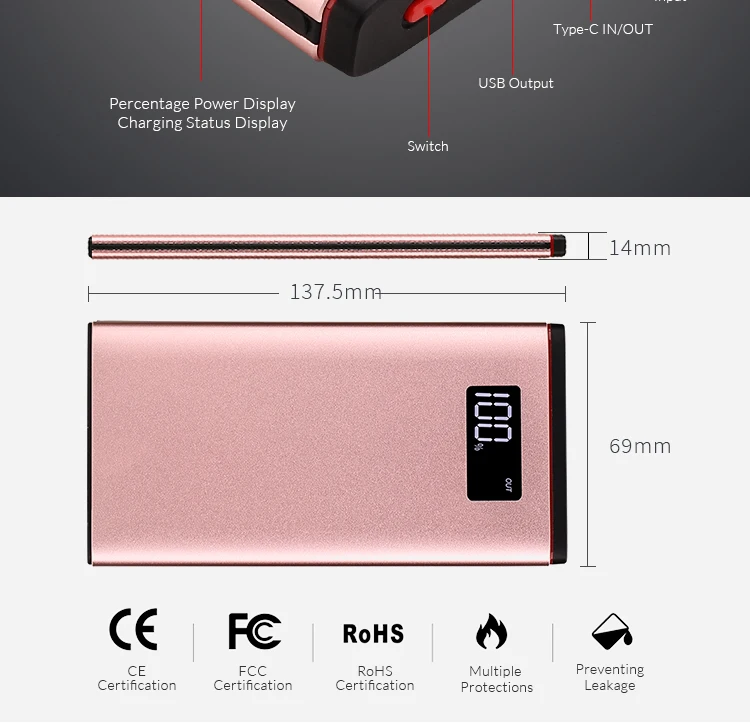 PD QC3.0 Type-C fast charging 10000mah Power Bank with LCD screen display - ANKUX.COM