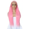 Silk Straight Long Synthetic Wigs For Black Women Heat Resistant Pink Wigs 24 Inch Can Be Cosplay Lace Front Wigs