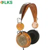 Vintage wood earphone funky earphones cool headphones wooden headphone headsets