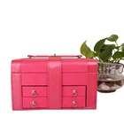 Luxury Large Leather Jewelry Storage Box Retro Mirror mirror jewellery box