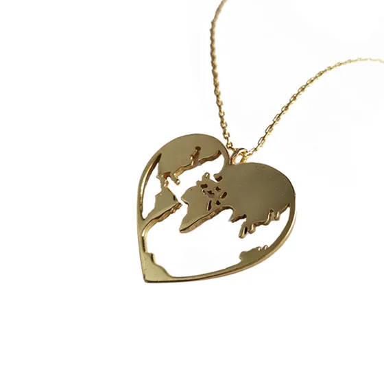 Gold Plated Heart Shape 925 Sterling Silver World Map Pendant Necklace, Silver/ gold/ rose gold
Gold Plated Heart Shape 925 Sterling Silver World Map Pendant Necklace, Silver/ gold/ rose gold