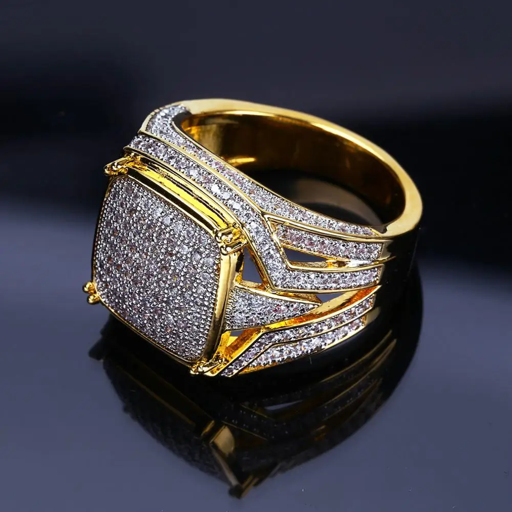 Hip Hop Rock Men Jewelry Ice Out Rings Copper Gold Ring Plated 3A Micro Pave CZ Stone Square Wedding Ring
Hip Hop Rock Men Jewelry Ice Out Rings Copper Gold Ring Plated 3A Micro Pave CZ Stone Square Wedding Ring