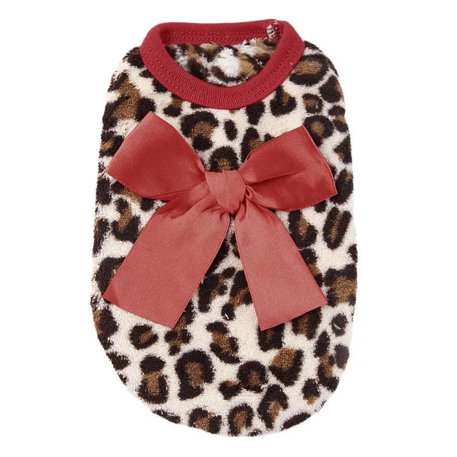 New Pet Dog Puppy Cat Winter Leopard Clothes Cute T-Shirt Soft Warm Coat hot selling