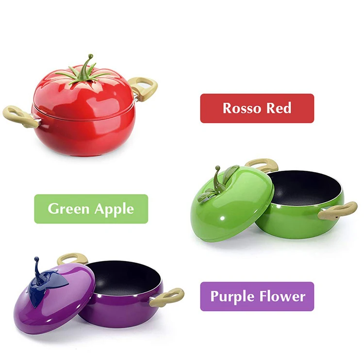 Aluminum Kitchen Soup Pot Non-stick Fruit Sauce Pan Boiler Tomato Shape No Fumes Household Cooking Tools Kitchenware