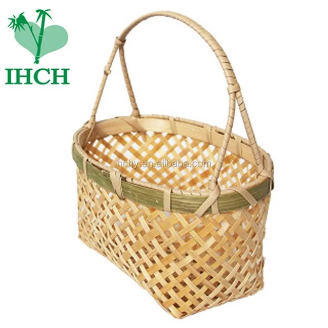 cheap natural small food bamboo laundry basket for fruits / eggs