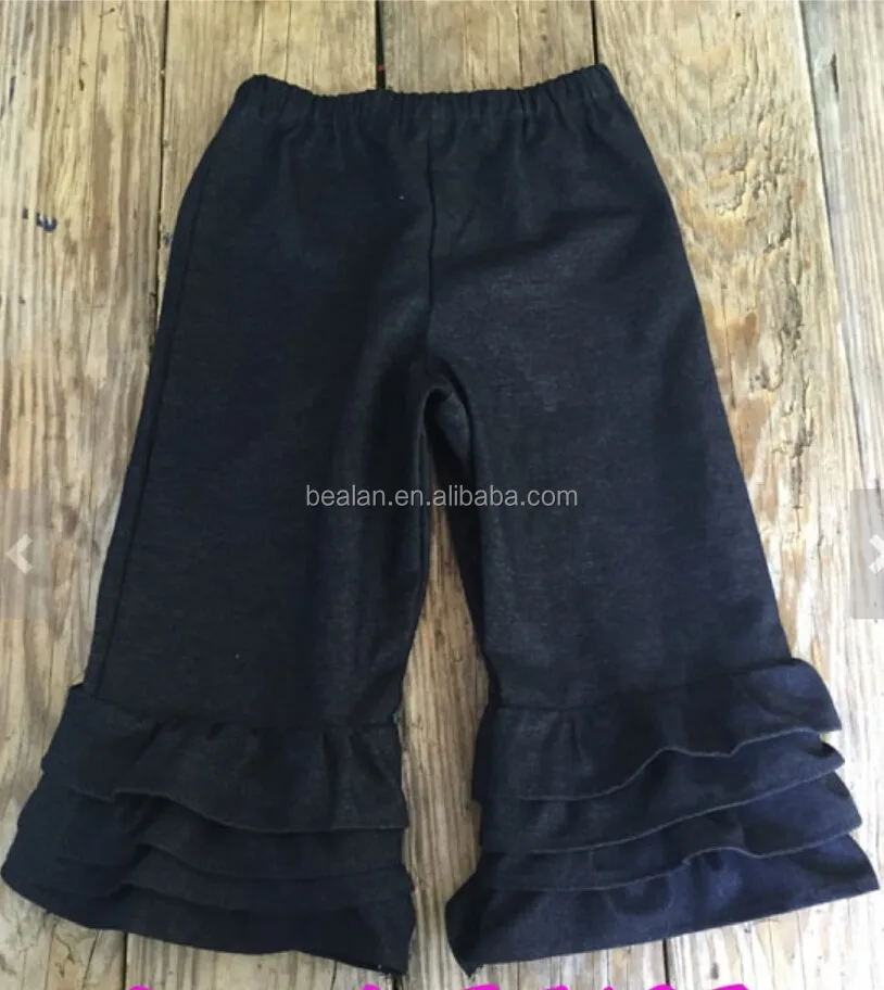 2015 newest toddler girls ruffle pants denim ruffle pants