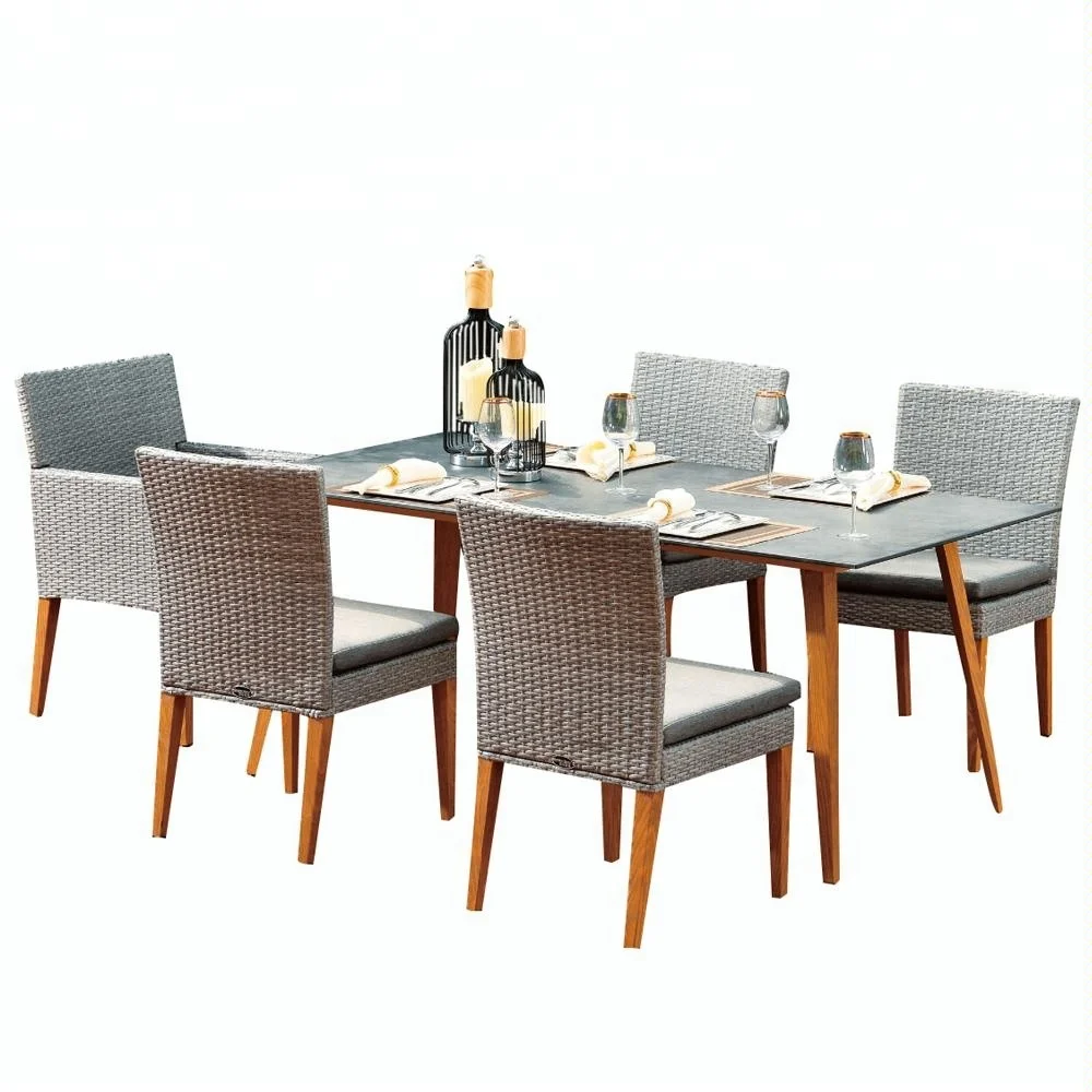 Colorful Patio Wicker Garden Furniture 7pcs Dining Table Set Mobili Rattan Meubles Rotin Conservatory Cane