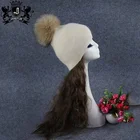 fashion unisex beanie winter fur pompom knitted hat ski snow fur hat