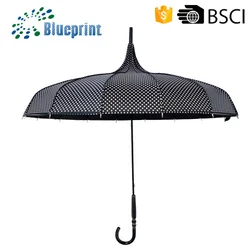 trendy gift custom shape pagoda black polka dot umbrella