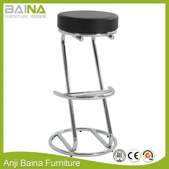 Steel Z shape bar stool with pu letaher seat and chrome legs
