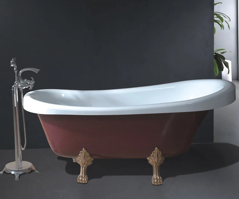 China Freestanding Red Bathtub With Claw Feet,Acrylic Claw Foot Tub