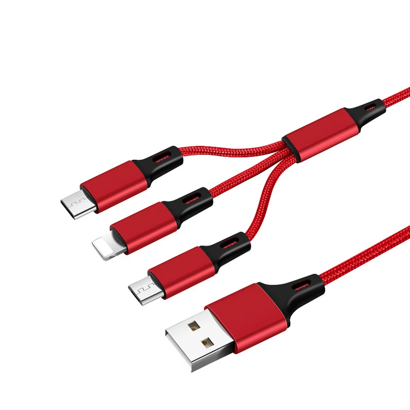 Universal Customized Micro USB Type-C Fast Charging Charger Cord Aluminum Alloy Nylon Braided 3 In 1 Usb Cable For iPhone - ANKUX Tech Co., Ltd
