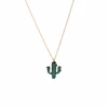 xl01826d Prickly Pear Christmas Girl Gift Plant Cactus Pendant Green Rhinestone Necklace 2019 Jewelry Women Trends