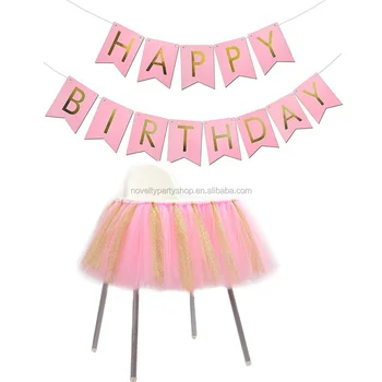 Birthday Themes Decoration Banner Kit Baby Girl Tutu Chair Skirt For 1st Birthday Party Decorations Buy 1st Birthday Party Decorations Baby Tutu