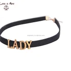 Custom make gold words Lady choker,black velvet choker necklace