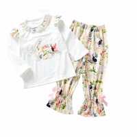 high quality Cute girl rabbit kid boutique clothing set floral pants and long sleeve shirt with bow
high quality Cute girl rabbit kid boutique clothing set floral pants and long sleeve shirt with bow