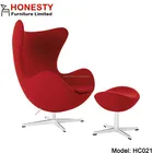 HC021W Buy Classical Furniture Cheap Standing Swivel Fiberglass Red Adult Size Arne Jacobsen Egg Chair with Ottoman