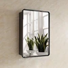 New arrival stainless steel wall hanging black bathroom mirror cabinet with large storage space