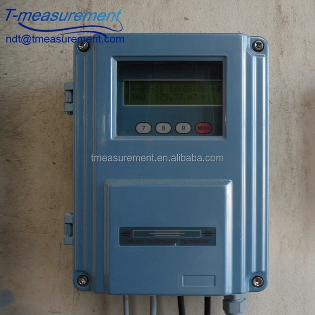 stationary wall mounted fixed ultrasonic flow meter waste water