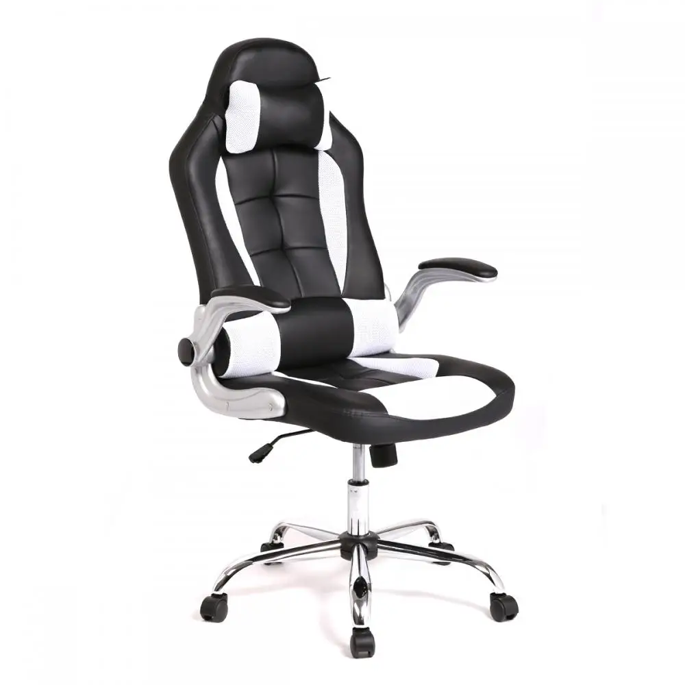 Ergonomic Chair Black Gaming And White Leather Office Desk Chair