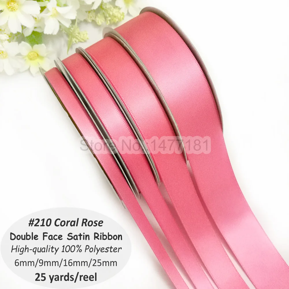 Double Face Satin Ribbon #210 Coral Rose 1