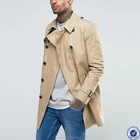 mens wholesale quilted jackets spread collar double breasted placket 100% cotton trench coat