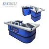 Custom Automatic Checkout Counter/ Supermarket Cashier Desk With Shopping Bag Hook