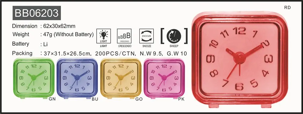 classic design oem plastic hot selling analog travel alarm clock