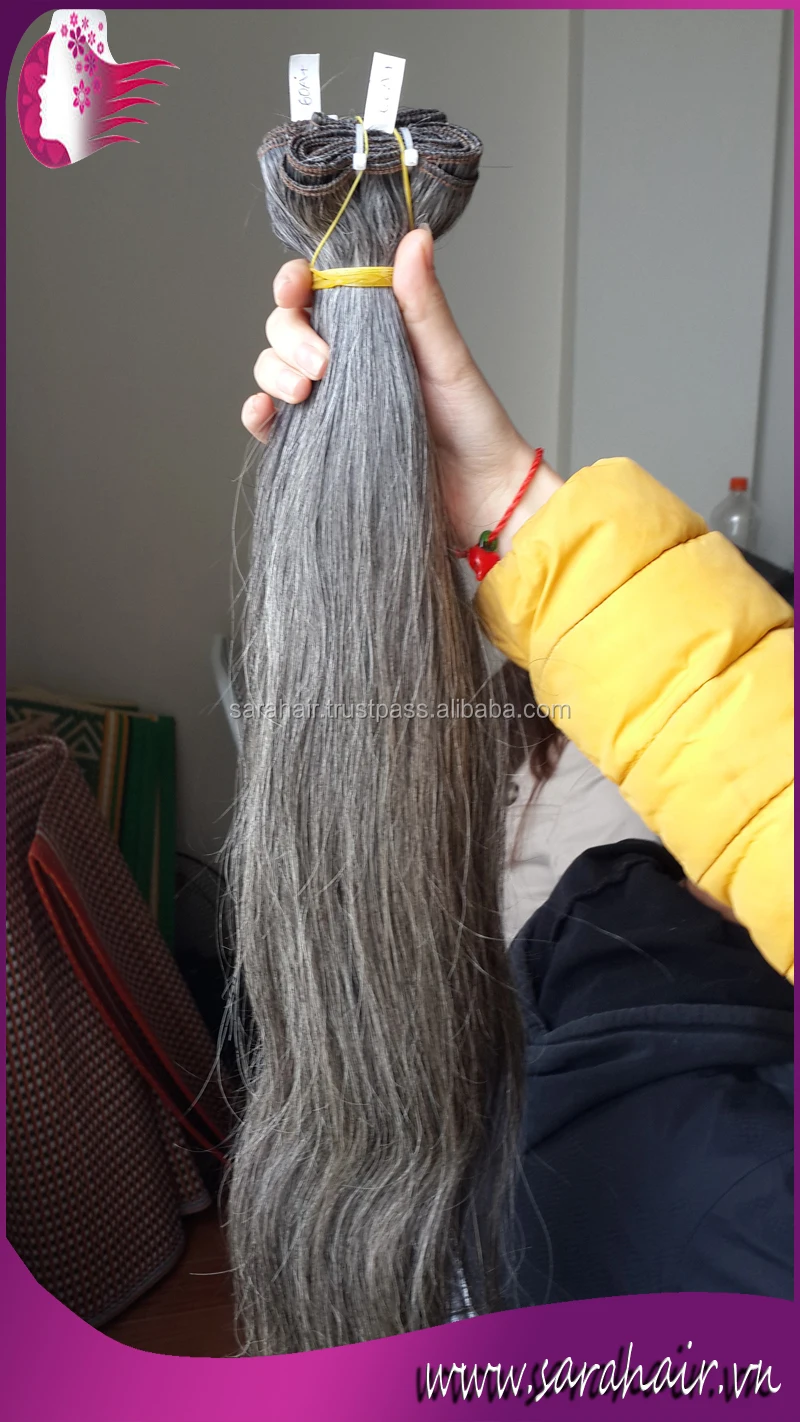 Sarahair Company's Most Popular Product: Machine Weft Straight Grey Color Hair Extension Grade 7A - High Quality Hair