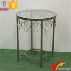 Golden Metal Base Round Coffee Table with Glass Top