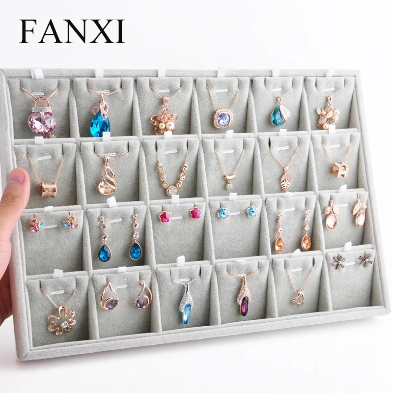 Wholesale factory custom logo stackable jewellery exhibitor organizer for pendant and earrings display Velvet necklace tray
Wholesale factory custom logo stackable jewellery exhibitor organizer for pendant and earrings display Velvet necklace tray