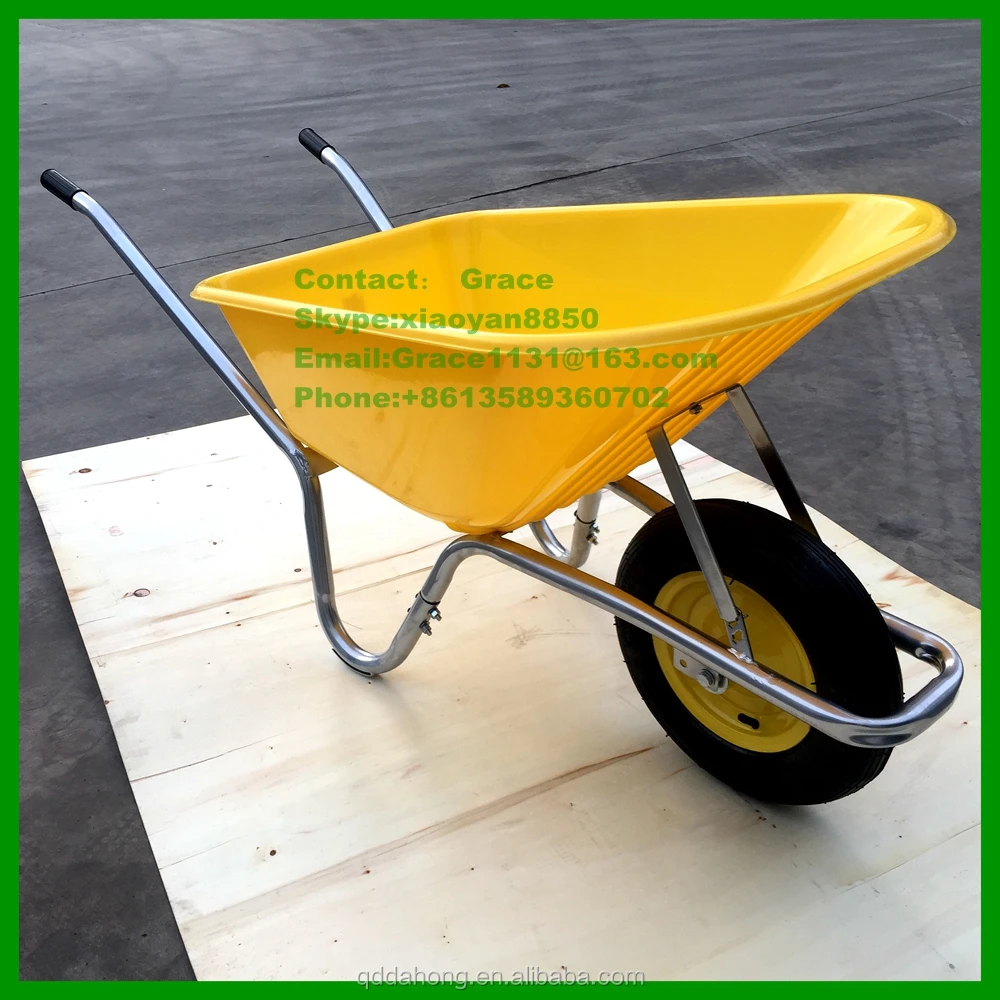 wheelbarrow with steel galvanized frame plastic bucket wheel
