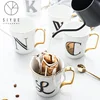 Hot Selling Popular Letter C N L Ceramic Coffee Cup Set White Mug