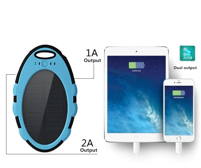 Waterproof mini portable charger slim solar power bank , mobile phone 5000mah battery charging powerbank - ANKUX.COM