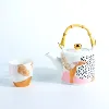 High Quality Porcelain Pink Bigmouth bird Design Tea Set And Coffee Cup 3 pcs Ceramic Tea Set Gift Set package