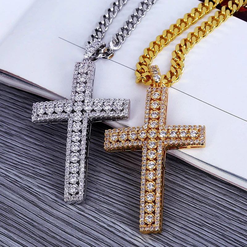 New Men Women Hip Hop Jewelry Cross Pendant Gold Silver Brass Material Bling Zircon Cross Pendant Necklace (KHP051), As picture
New Men Women Hip Hop Jewelry Cross Pendant Gold Silver Brass Material Bling Zircon Cross Pendant Necklace (KHP051), As picture