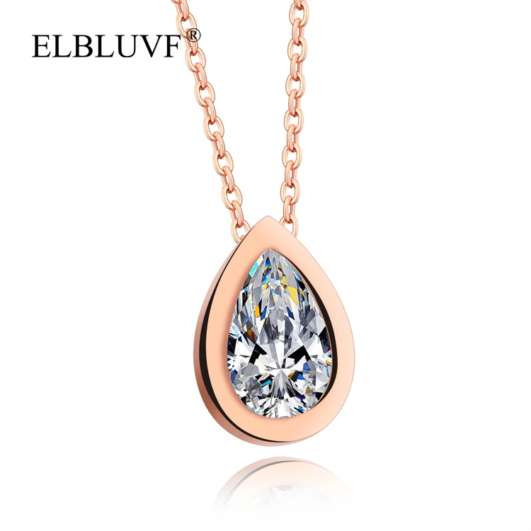 ELBLUVF Free Shipping Stainless Steel Women Jewelry Water Drop Zircon Pendant Heart Shape Necklace, Rose gold
ELBLUVF Free Shipping Stainless Steel Women Jewelry Water Drop Zircon Pendant Heart Shape Necklace, Rose gold