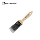 ROLLINGDOG Hot Sale 2 Inch PBT PET 100% SRT Filament Maple Nature Wooden Handle Wall Flat Sash Paint Brushes