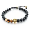 2019 good quality black lava rock and tiger eye bead bracelet with lion