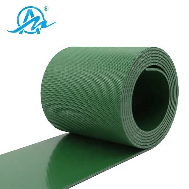 AIMAI hard wearing smooth surface green pvc polishing conveyor belt
