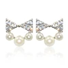 Korean new product temperament zircon petal pearl earring female joker personality fashion high sense ear nail