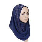 Hot Sale Wrap Soft Muslim Shiny Hijab Hat Pins Crystal Scarves