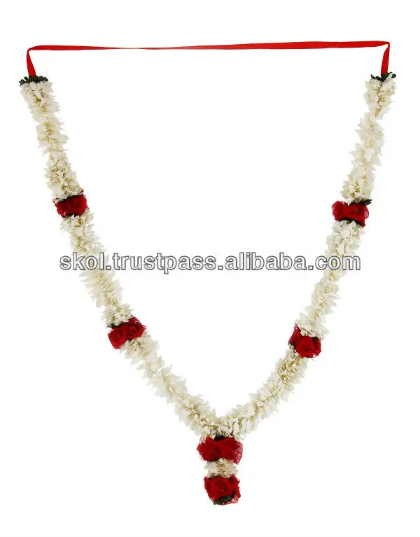 Indian Wedding Artificial White Flower Red Rose Garland Indian