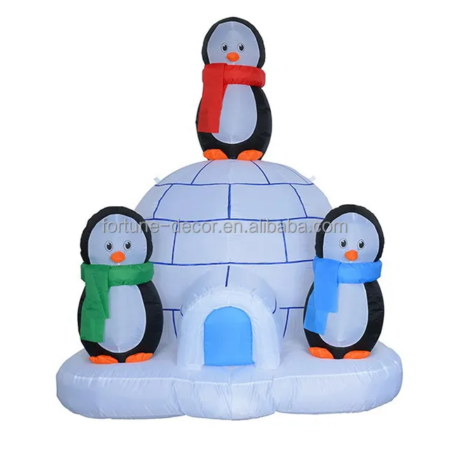 180cm/6ft high christmas inflatable igloo and 3 pieces penguin