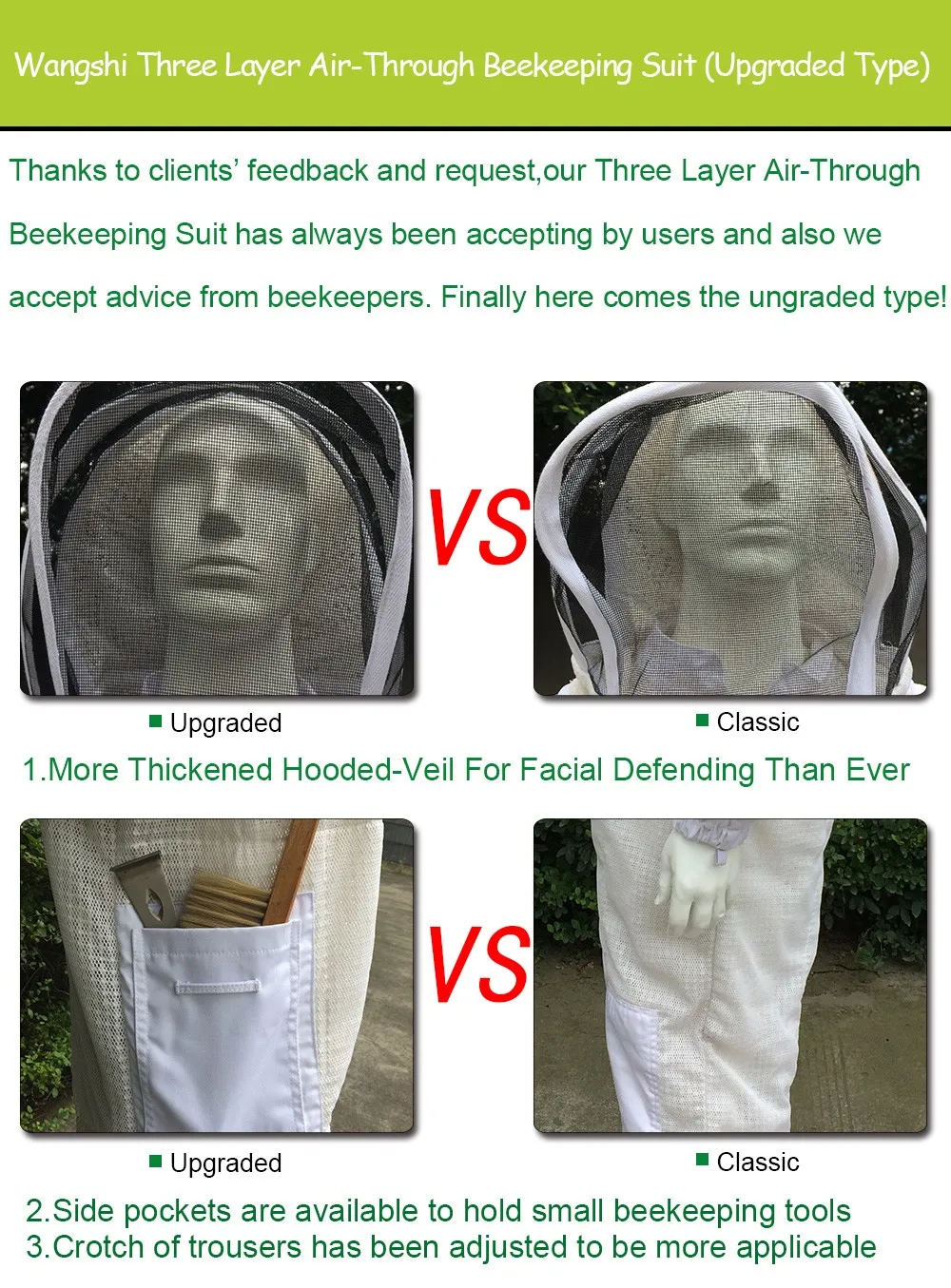 꿀벌 보호 의류 3층 공기가 뚫린 연출망 꿀벌 양육 수면 뚜?? 이 있는 꿀벌 양식복
